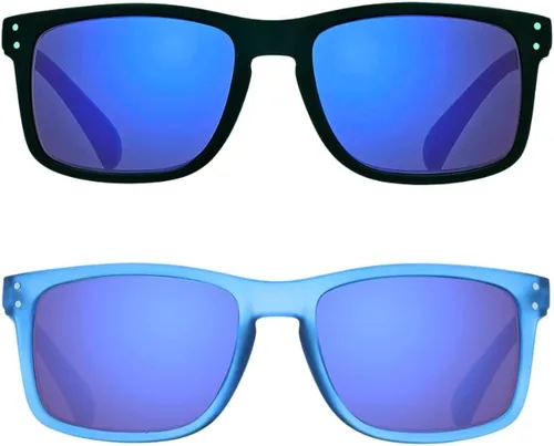 Vista 15 de proSPORT Lentes de sol de lectura para lectores con montura de cuerno con lentes de espejo azul para hombres y mujeres, no bifocales