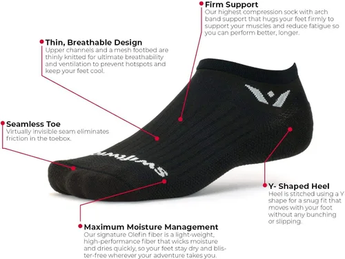 Vista 3 de Swiftwick - Calcetines ASPIRE ZERO para correr y ciclismo