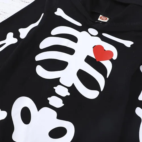 Vista 5 de Ropa de Halloween para bebé niño pequeño, disfraz de esqueleto con capucha