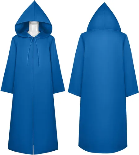 Vista 5 de SQCS Capa de terciopelo con capucha de longitud completa, bata larga con capucha, para Halloween, cosplay, disfraz de bruja, capas de vampiro