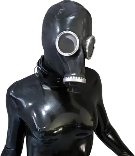 Vista 2 de ABWL Máscara de látex para cosplay, máscara steampunk de cara completa