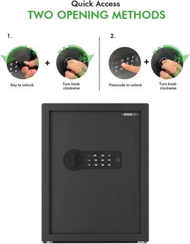 Vista 3 de Caja fuerte pequeña para el hogar, caja fuerte digital de lujo con teclado electrónico de 1.7 pies cúbicos, caja fuerte de seguridad para oficina
