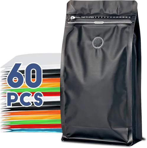 Vista 12 de Bolsas de café con válvula (60 piezas, 4 onzas, 0.25 libras) Bolsas de embalaje de granos de café ventiladas con alta barrera de papel de aluminio
