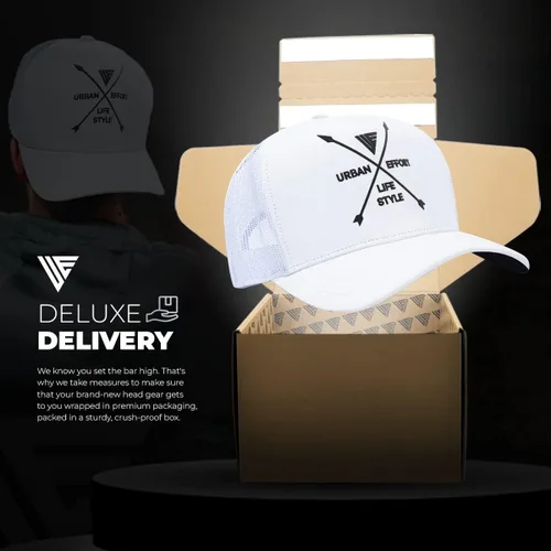 Vista 105 de Urban Effort Gorra trasera de malla, para hombres y mujeres, gorra de béisbol de 5 paneles, gran cierre a presión para caza y senderismo