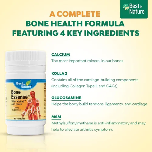 Vista 4 de Bone Essense con Kolla2 (colágeno tipo II) - Suplemento de salud ósea y articular. (60 unidades)