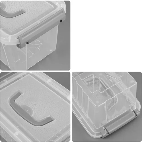 Vista 2 de Contenedores de almacenamiento pequeños de 3 L, caja de almacenamiento transparente con tapa, paquete de 6