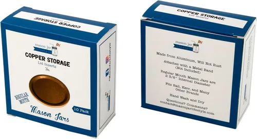 Vista 2 de Insertos de tapa de almacenamiento plana de aluminio de color cobre para tarros Mason (paquete de 10, boca regular)