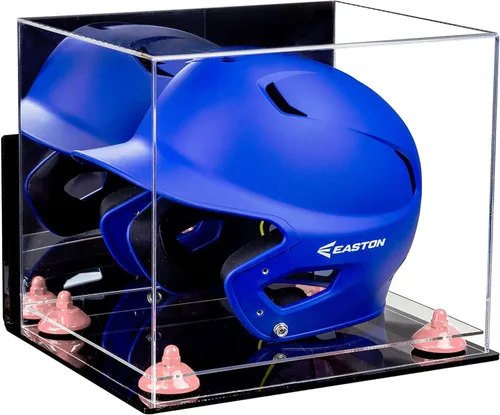 Vista 16 de Better Display Cases Vitrina acrílica para casco de bateo de béisbol con espejo, elevadores rosados, montaje en pared y base de espejo (V22/A012)
