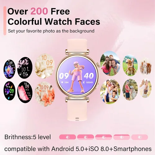 Vista 4 de Reloj inteligente para mujer (respuesta/hacer llamada) 1.27" HD Fitness Rosa