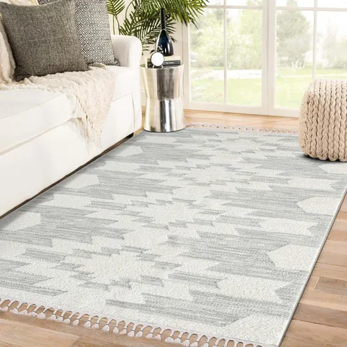Vista 11 de LUXE WEAVERS Ibiza Collection 8068 - Alfombra geométrica suroeste, color azul, 5 x 7