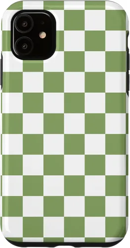 Vista 8 de Funda clásica a cuadros para iPhone 13 Pro Max, color verde salvia y blanco