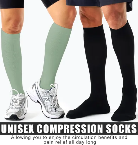 Vista 2 de Calcetines de compresión para mujeres y hombres (3 pares) El mejor apoyo para enfermeras, correr, senderismo, recuperación y calcetines de vuelo