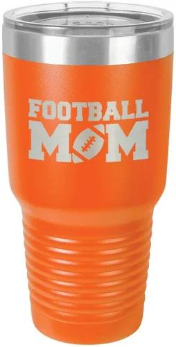 Vista 12 de FOOTBALL MOM - Vaso negro de 30 onzas con popote y tapa superior deslizante Taza de viaje de acero inoxidable Comparar con Yeti Rambler