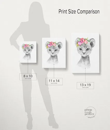 Vista 9 de Juego de arte de pared personalizado de safari para guardería, impresiones de animales de la selva con nombre personalizado, imágenes de decoración