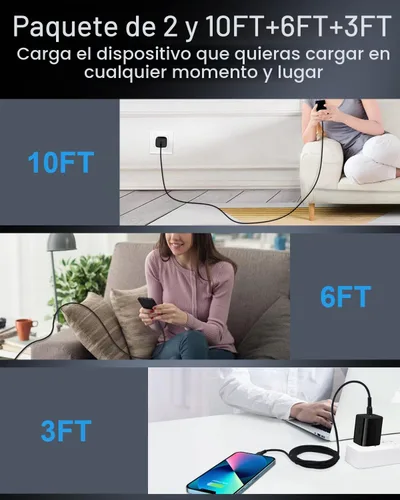 Vista 6 de Cable Lightning USB C para iPhone 14 13 Pro Max certificado por Apple Power Tipo C