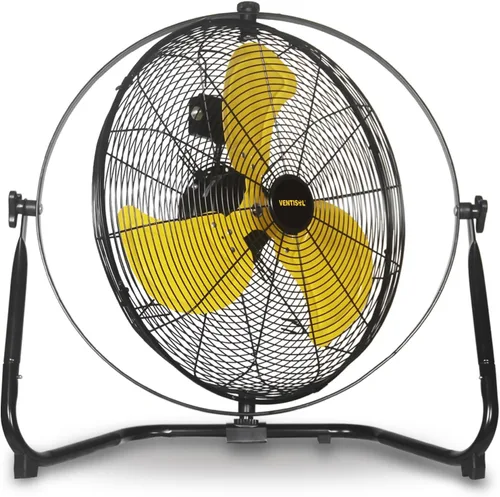 Vista 10 de VENTISOL - Ventilador de piso portátil de 12 pulgadas, ventiladores industriales de metal de 3 velocidades con inclinación de 180°, ventilador