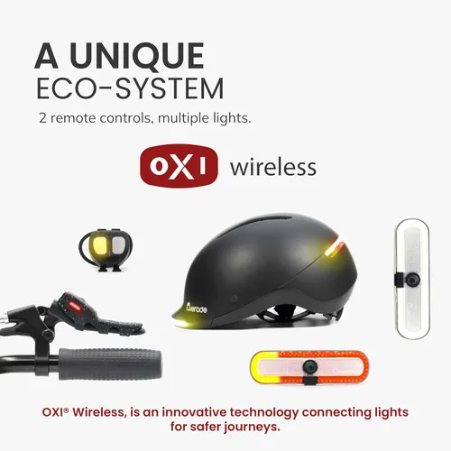 Vista 10 de Overade Casco salvavidas para bicicletas y e-scooters, con potente iluminación delantera/trasera, función intermitente, talla única