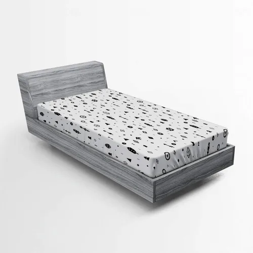 Vista 45 de Ambesonne Juego de sábanas bajeras veganas, ilustración de plátanos simétricamente alineados con patrón de frutas exóticas, funda de cama