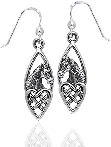 Vista 2 de Pendientes de plata de ley con nudo celta y cabeza de caballo, Metal