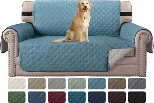 Vista 38 de H.VERSAILTEX Funda de sofá resistente al agua para sofá de 3 cojines, reversible, protector de muebles acolchado con correa elástica, funda de sofá