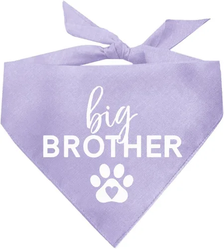 Vista 7 de Big Brother - Bandana para perro con pata de corazón, triángulo ajustable 100% algodón, accesorio para sesión de fotos de anuncio de embarazo, nuevo