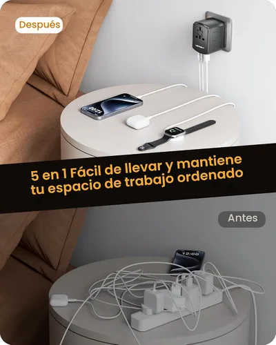 Vista 5 de LENCENT Adaptador de corriente universal de viaje, adaptador de enchufe