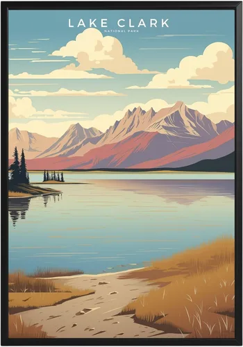 Vista 31 de Póster del Parque Nacional Acadia, arte abstracto de la pared, arte de pared de paisaje natural retro, impresiones artísticas de pared para oficina