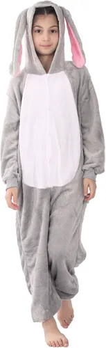 Vista 7 de WOYASIM Pijama de animal para niños, disfraz de una pieza, ropa de dormir, Halloween, Pascua, cosplay para niñas y niños