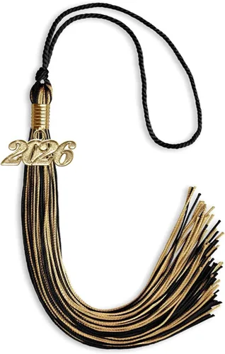 Vista 186 de Endea Graduation - Borla de doble color mixto con fecha dorada (negro/dorado antiguo, 2021)