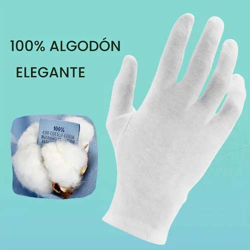 Vista 2 de ANSMIO 12 pares de guantes de algodón, guantes blancos para manos secas, guantes de algodón para dormir, guantes de noche hidratantes, guantes