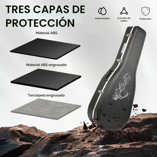 Vista 7 de GHOSTFIRE Acoustic ABS - Carcasa rígida para acústico, GC-RAG, color negro