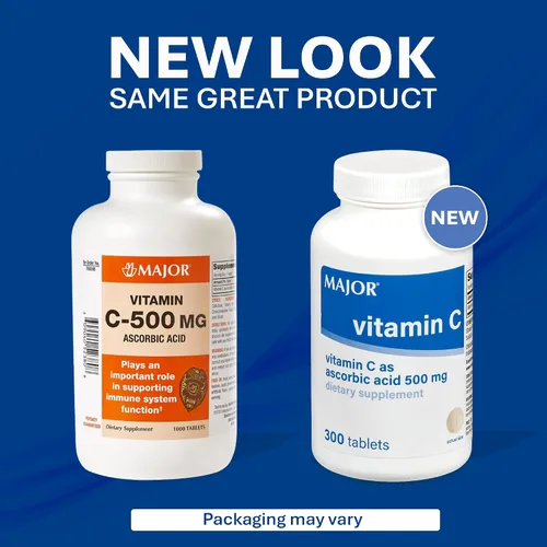 Vista 3 de MAJOR Vitamina C-500 mg de ácido ascórbico - Nueva fórmula - Tabletas de vitamina C - Suplemento dietético - 300 unidades (1 paquete)