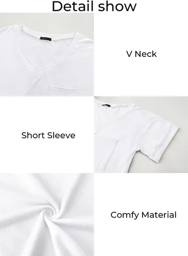Vista 5 de Miholl Camiseta holgada, informal, de manga corta, con cuello en V, para mujer