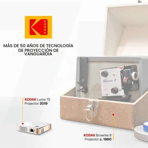 Vista 6 de KODAK Ultra Mini Proyector Portátil Proyector Pico recargable HD LED DLP - Pantalla de 100 pulgadas - Incluye funda blanda