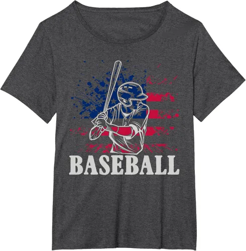 Vista 28 de Camiseta de béisbol deportiva estadounidense con bandera estadounidense, Negro, S