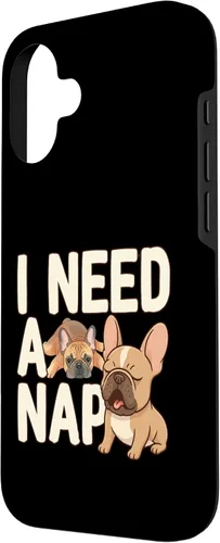 Vista 2 de I Need a Nap Funny French Bulldog Mom Life Tired Parent Case for iPhone 16
