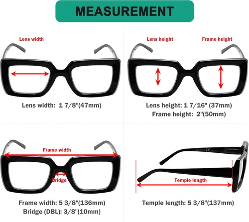 Vista 3 de Eyekepper Gafas cuadradas para mujer, paquete de 5 lentes elegantes para mujer