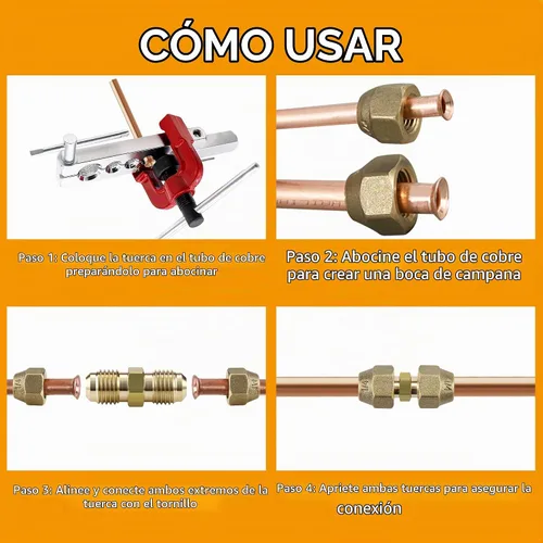 Vista 6 de Paquete de 2 conectores de junta de extensión de tubería de cobre de CA, adaptadores de acoplamiento de tubería de aire acondicionado de 1/2 pulgada