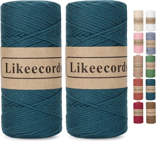 Vista 33 de Likeecords 100% Hilo de Ganchillo de Algodón Cordón de Bolsa de 2mm 170m Cordón de Macramé de 2mm Hilo de Crochet Cuerda de Macramé Regalo para Verde