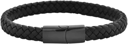 Vista 2 de Geoffrey Beene - Pulsera trenzada de cuero auténtico para hombre, con cierre de acero inoxidable