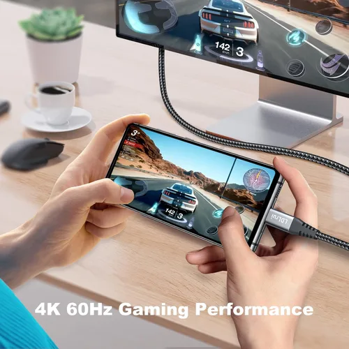 Vista 8 de LDLrui Cable USB C de 3 pies, cable USB C 3.2 Gen 2 de transferencia de datos de 10 Gbps, monitor de salida de video 4K de 100 W PD de carga rápida