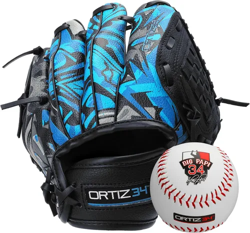 Vista 9 de Guante de T-Ball con Graffiti de 9" - Guante de Béisbol Juvenil con Graffiti David Ortiz - Para Diestros, Fácil de Cerrar, No Requiere Verde/Púrpura