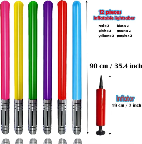 Vista 3 de smilixin - 13 juguetes inflables de espada de sable de luz, 6 colores Inflatable Lightsaber Swords for Themed Party,Inflatable Sword Toys Party