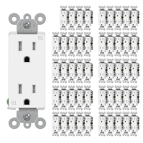 Vista 9 de CML - Paquete de 50 tomas de corriente de 15 amperios resistentes a manipulaciones, certificación UL Decorator Electrical Outlets, 15A/125V, NEMA
