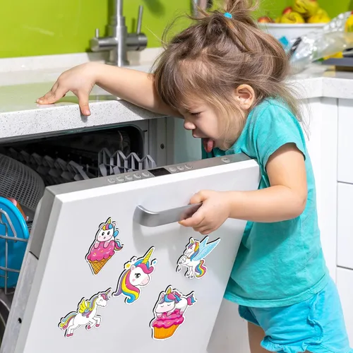 Vista 7 de Flutesan 16 piezas de unicornio, nevera, taquilla, lindos imanes para refrigerador, imanes de arco iris, suministros