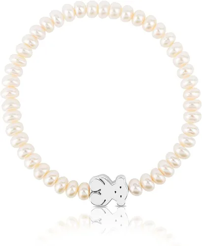 Vista 4 de TOUS Elastic Bracelet for Women with Cultured Freshwater Pearls.