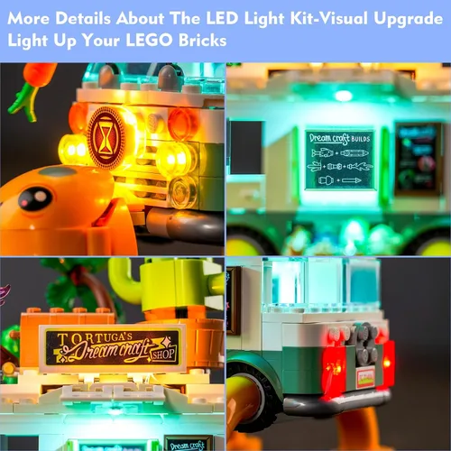 Vista 5 de LocoLee Kit de luces LED compatible con Lego dreamzzz Mrs. Castillo's Turtle Van 71456, 2023, juego de iluminación creativa, accesorios compatibles