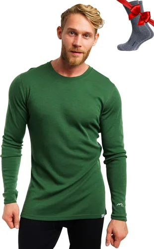 Vista 28 de 100% Merino Wool Base Layer Mens - Long Sleeve Thermal Shirts with Socks .320 negro