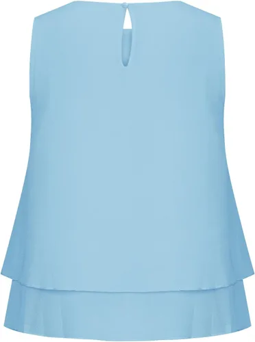 Vista 5 de Tanques y camisolas Mujer Chaleco acampanado de doble capa gasa Camiseta sólida sin Mangas Cuello Redondo para Club Tee