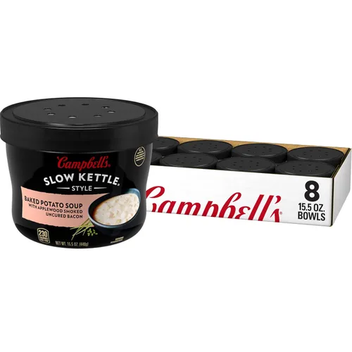 Vista 10 de Sopa de papa horneada estilo Slow Kettle de Campbell's con tocino ahumado sin curar de Applewood, 15.5 onzas, en recipiente para microondas
